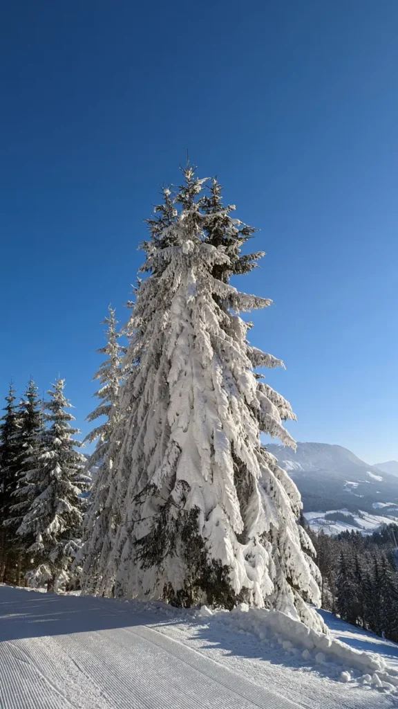 Boom tijdens de trein op wintersport